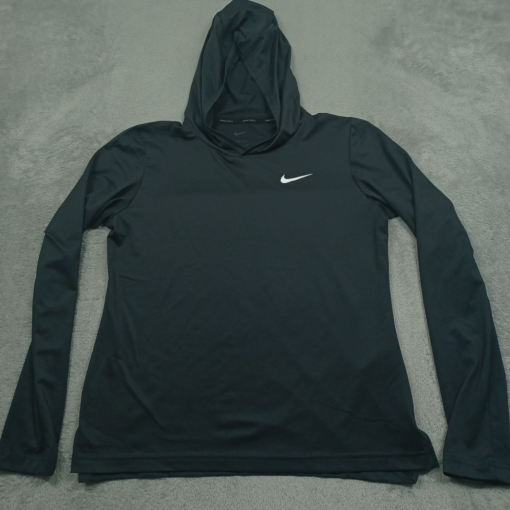 Nike Top Womens Small Gray Lightweight Pro Activewear Hooded Gym Training